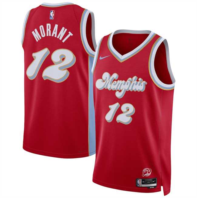 Men%27s Memphis Grizzlies #12 Ja Morant Red 2024-25 City Edition Stitched Jersey Dzhi